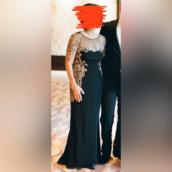 Marchesa Notte Black and Gold Evening Gown - Picture 9 of 9